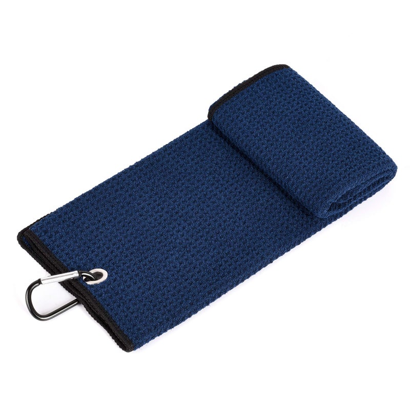 Mile High Life Microfiber Waffle Pattern Golf Towel | Club Groove Cleaner Brush | Foldable Divot Tool with Magnetic Ball Marker (Navy Towel/Brush/Bone Divot) - Image 3